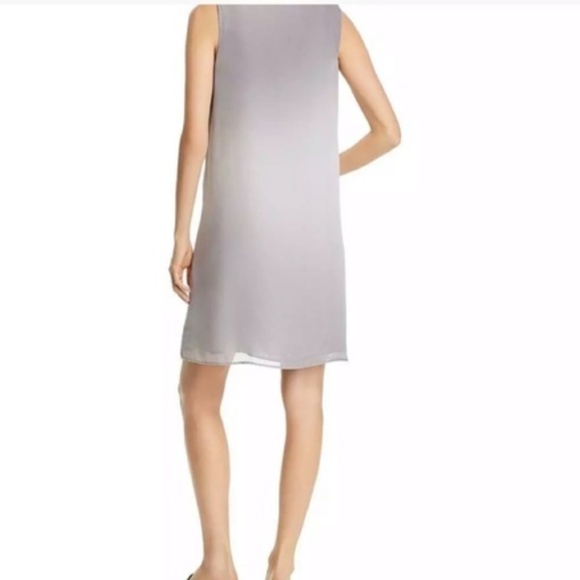 Eileen Fisher Mini Dress Sleeveless 100% Silk Gray Ombré Minimalist Sz S Petite - Picture 14 of 15